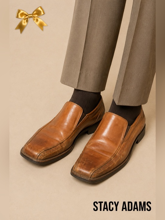 Stacy Adams Other - Stacy Adams Light Brown Leather Dress Shoes Loafers Square Toe Size 8